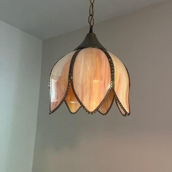 Vintage 1950/1960 Tulip Lotus Glass Hanging Lamp - Picture 2 of 2